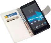 LELYCASE Bookstyle Wallet Case Flip Cover Protect Sony Xperia Z Blanc
