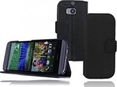GUARD Lederen book case telefoon hoesje voor HTC One M8 mini zwart