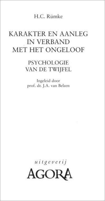 Karakter En Aanleg In Verband Ongeloof
