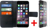 Hoesje voor Apple iPhone 6/6s Book Case Portemonnee + Screenprotector - Cover voor 3 Pasjes Zwart