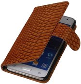 Samsung Galaxy S3 mini i8190 - Slangen Snake Design Bruin - Book Case Wallet Cover Cover