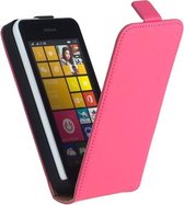 LELYCASE Lederen Nokia Lumia 530 Premium Flip Case Cover Hoesje Roze