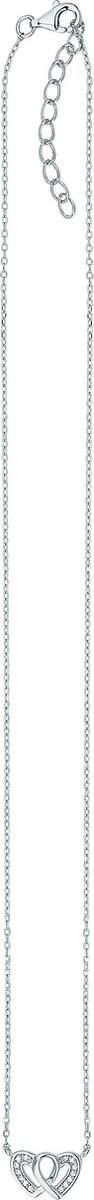 Zilver Gerhodineerde Collier hart en zirkonia 41 + 4 cm 1322375