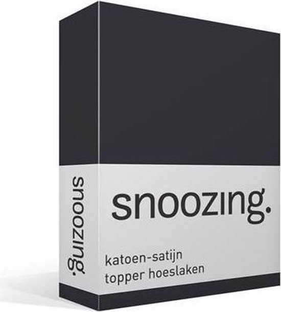 Snoozing - Katoen-satijn - Topper - Hoeslaken - Lits-jumeaux - 160x220 cm - Antraciet