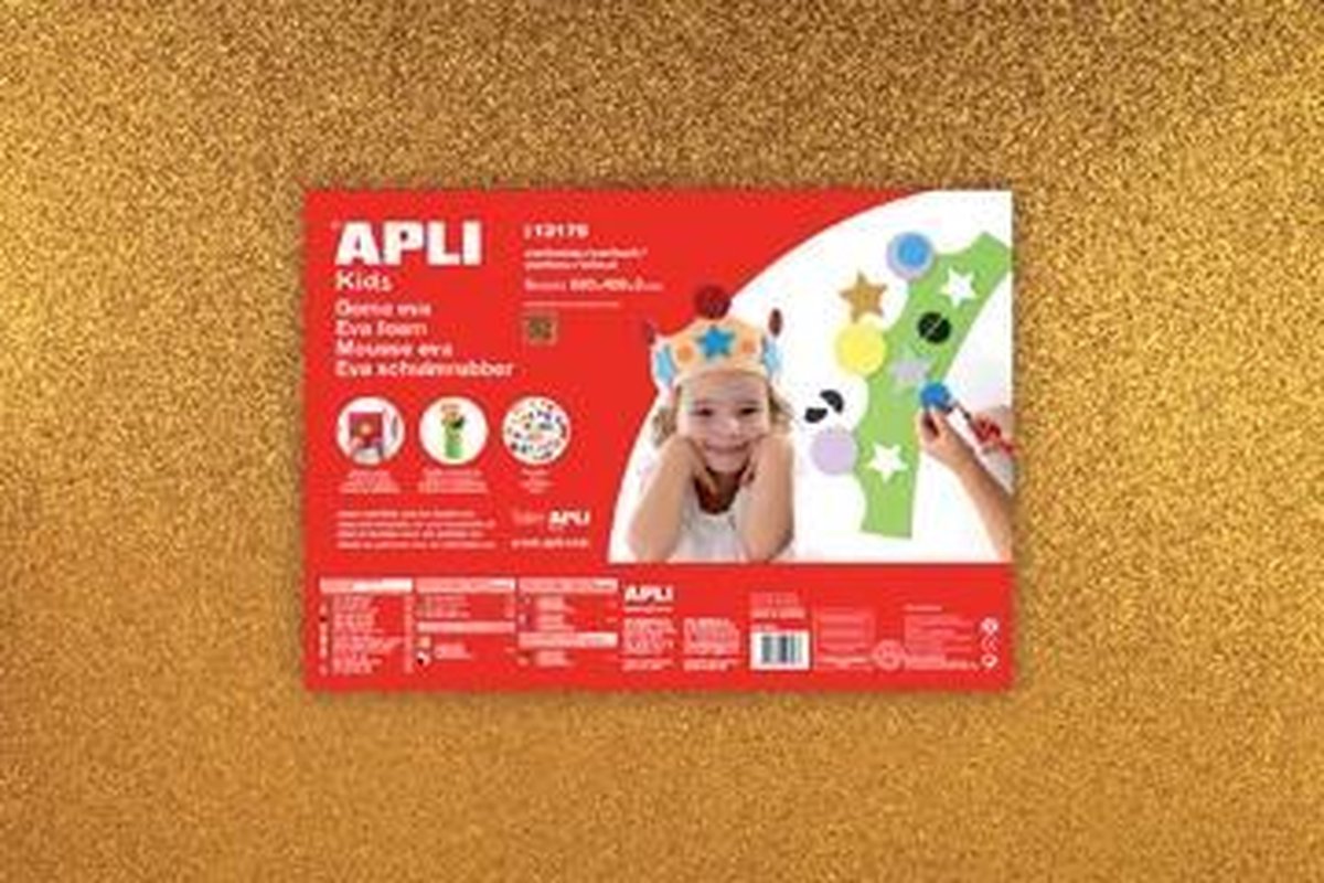 Apli Kids EVA Foam vellen 60 x 40 cm Glitter metallic goud - 3 vel