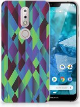 Nokia 7.1 TPU Hoesje Design Abstract Green Blue