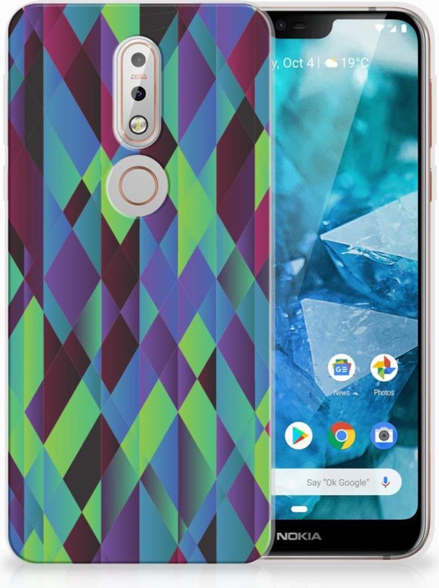 Nokia 7.1 TPU Hoesje Abstract Green Blue