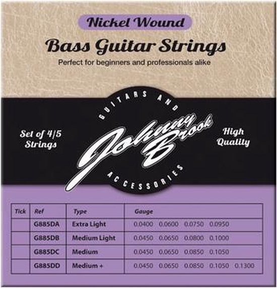 Foto: Set van 4 nickel wound basgitaar snaren gauge medium