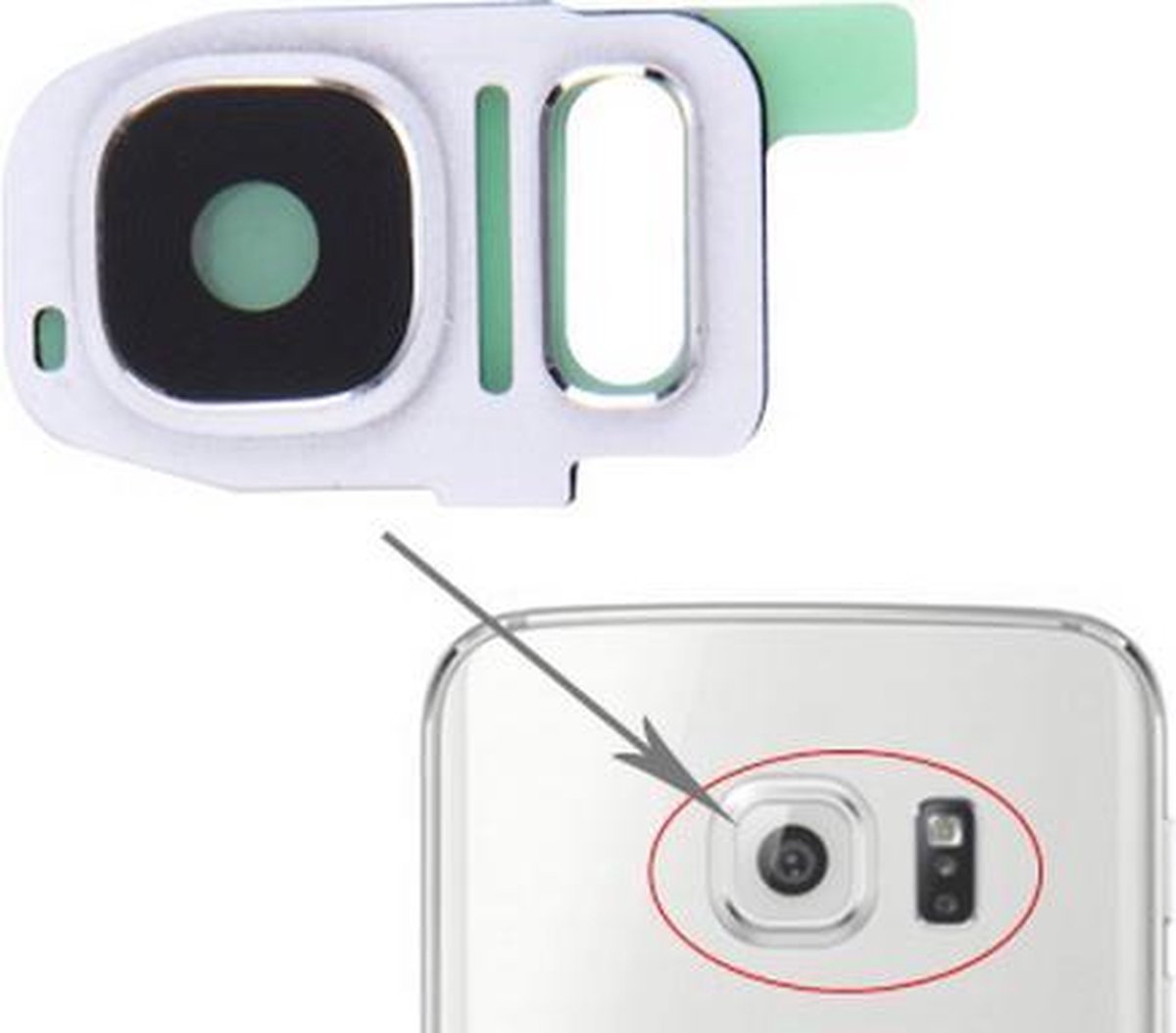 Camera lens cover glas geschikt voor Samsung Galaxy S7 Zilver reparatie onderdeel