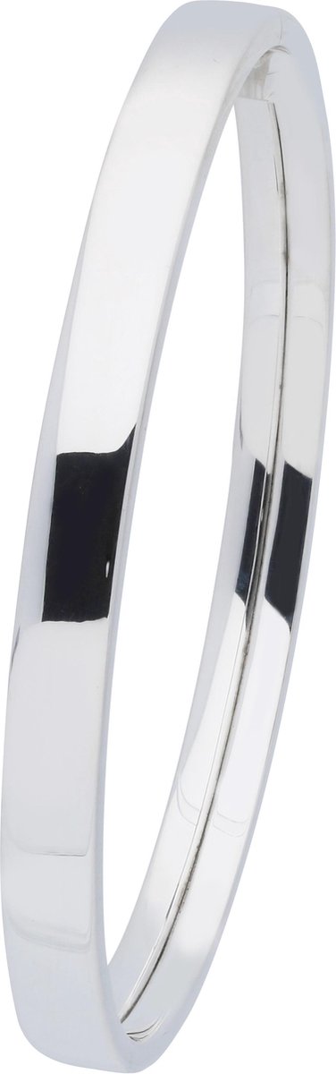 Silver Lining armband - holle bangle - vierkant 6 mm - maat M (Ø60 mm) - dopsluiting