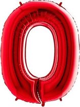 Folieballon cijfer 0 rood (100cm)