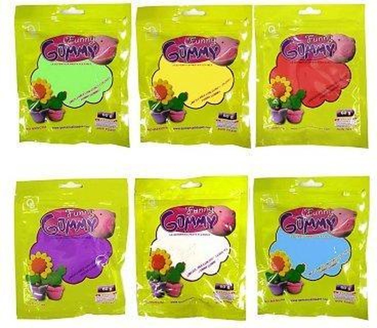 10x Funny Gummy - Speel Klei 60 Gram - Mix van Kleur + een gratis Cadeau