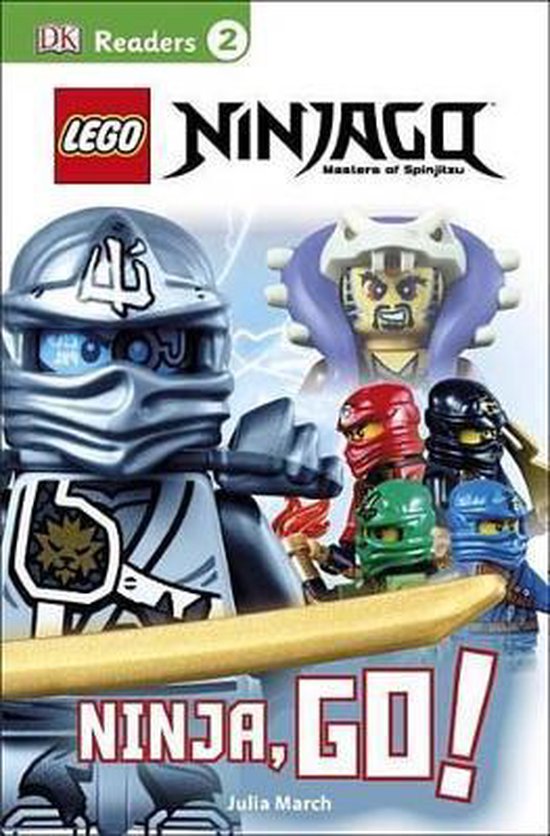 LEGO NINJAGO Ninja, Go! met hoofdpersoon Kai en drie andere ninja's.