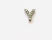 Metalen letter met zirkonia steentjes - Letter Y - Personaliseer zelf