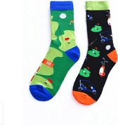 Sokken Heren groen / zwart - golf - Maat 40-46 - verschillende print