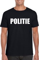 Politie tekst t-shirt zwart heren 2XL