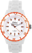 Colori White Summer 5 COL017 Horloge - Siliconen Band - Ø 40 mm - Wit / Oranje