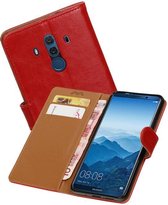 Zakelijke PU leder booktype hoesje voor Huawei Mate 10 Pro rood