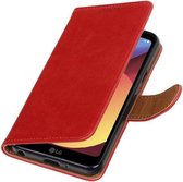 Zakelijke PU leder booktype hoesje voor LG Q8 rood