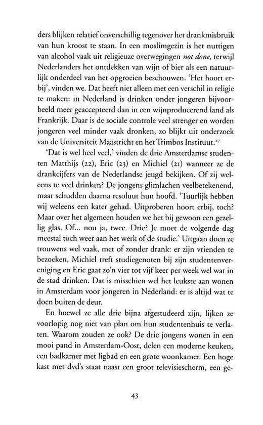Tekstpagina met een verhaal over drie vrienden die in Amsterdam wonen.