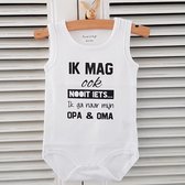 Baby Rompertje cadeautje zwangerschap aankondiging tekst |  ik mag ook nooit iets ik ga naar mijn opa en oma | wit zwart | maat 62/68 | geboorte kraamcadeau cadeau - baby  - romper