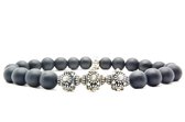 Beaddhism - Armband - Matt Black - BT1222.3 - Sterling Zilver - 8 mm - 22 cm