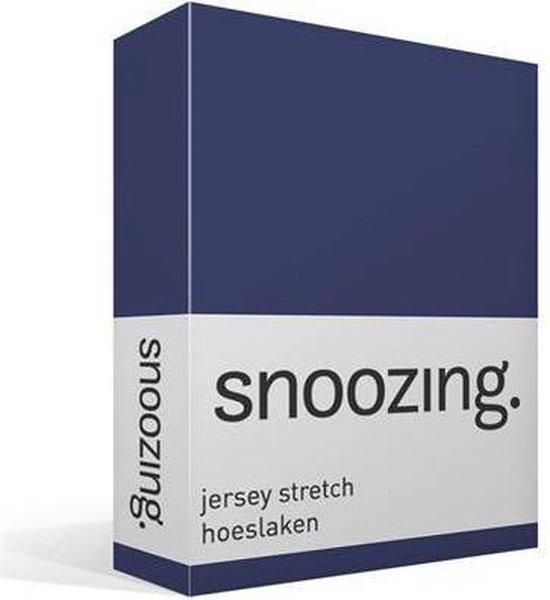 Snoozing Jersey Stretch - Hoeslaken - Eenpersoons - 70/80x200/220 cm - Navy