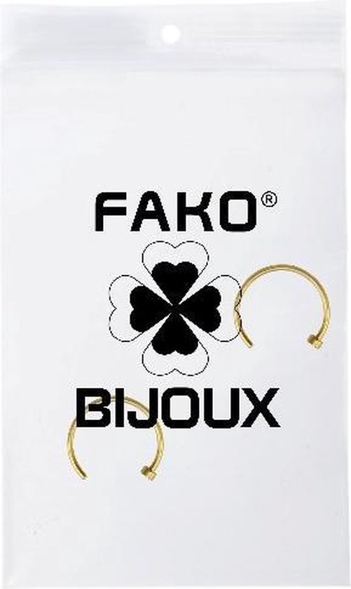 Fako Bijoux® - Neuspiercing - Open Ring - 10mm - Goudkleurig - 2 Stuks - Fako Bijoux®