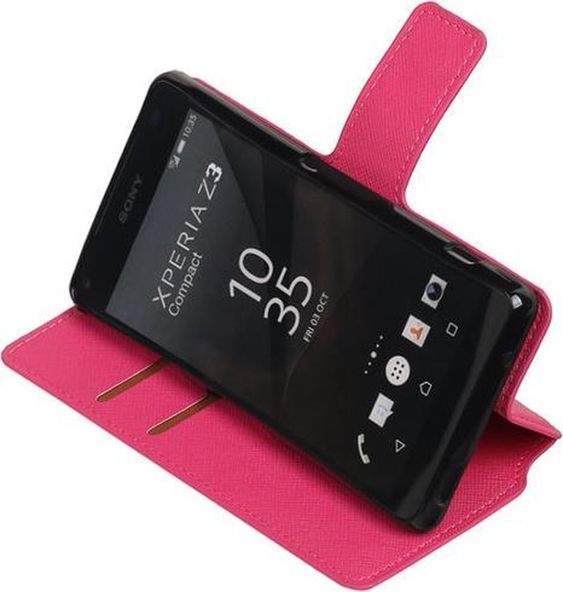 BestCases.nl Roze Sony Xperia Z3 Compact TPU wallet case booktype hoesje HM Book