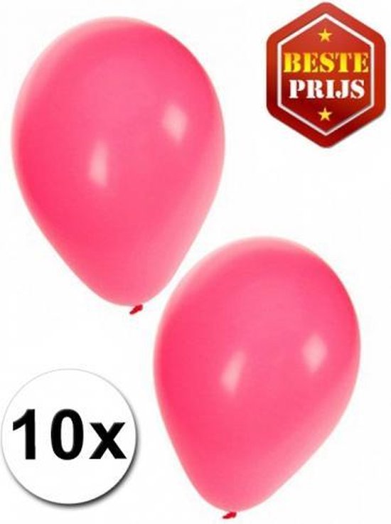 Bellatio Decorations ballonnen - 10 stuks - roze - 27 cm - helium of lucht - verjaardag / versiering