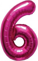Cijfer 6 ballon roze 86 cm