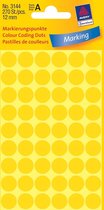 50x Avery Ronde etiketten diameter 12mm, geel, 270 stuks