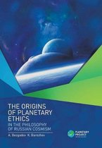 Boek "The Origins of Planetary Ethics in the Philosophy of Russian Cosmism" met een afbeelding van planeten en een kosmisch landschap.