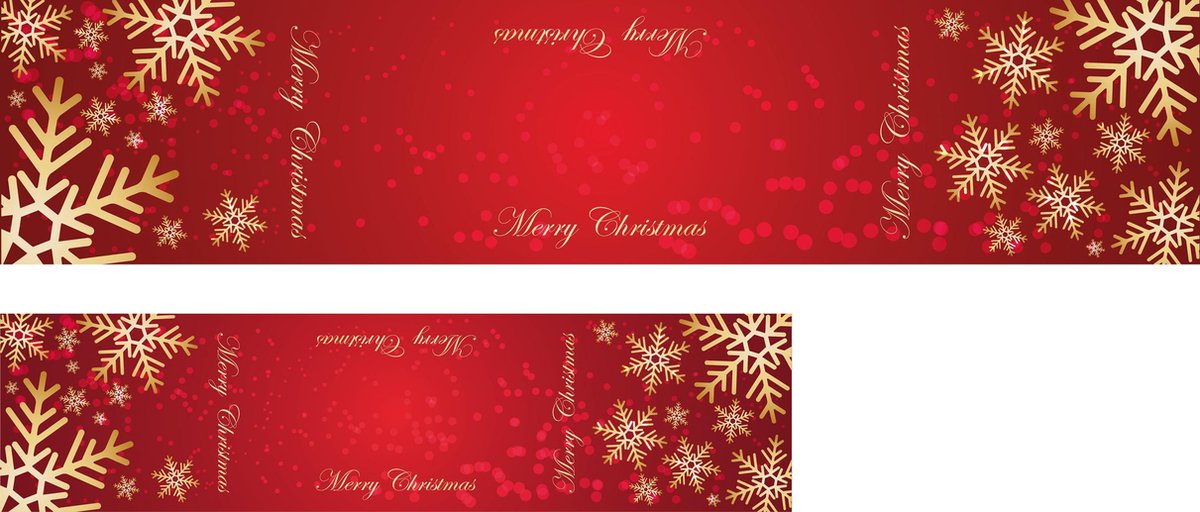 Tafelloper 'Merry Christmas' set - 200x44 + 132x33 cm - rood