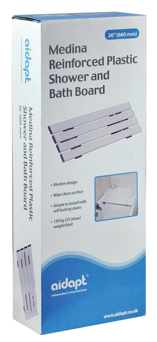 Aidapt Badplank Versterkte kunststof eenvoudige installatie 71cm breed - Wit — afbeelding 4