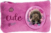 Rachael Hale Cute puppy - Pochette en peluche - 12,7 x 20 cm - Rose