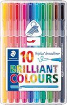 4x Staedtler fineliner Triplus Broadliner, etui met 10 stuks in geassorteerde kleuren