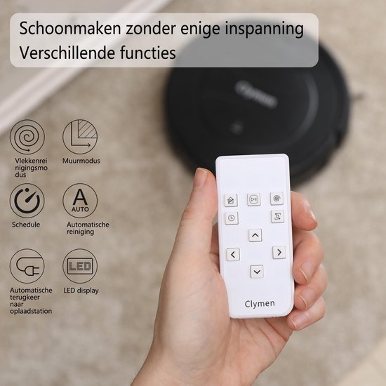 Clymen Q7 Volautomatische robotstofzuiger met sensornavigatie, Zwart