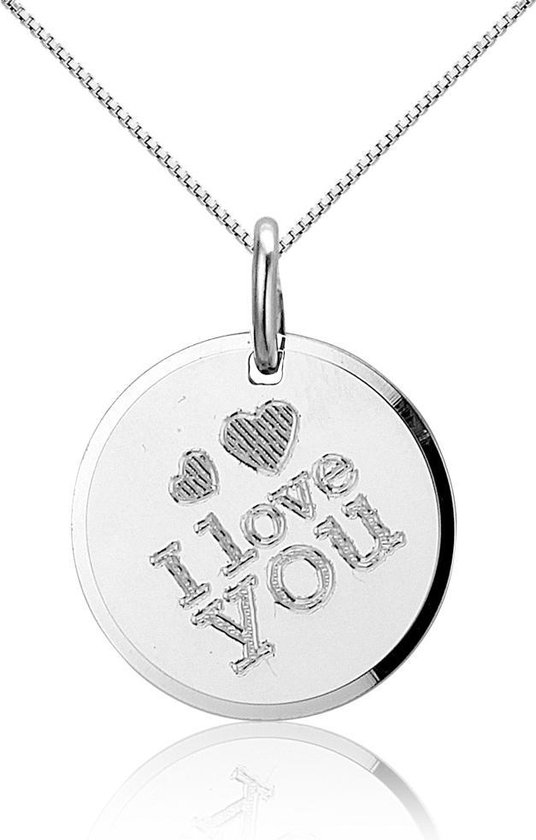 Montebello Ketting Love You - Dames - Zilver Gerhodineerd - Tekst - ∅ 16 mm - 45 cm