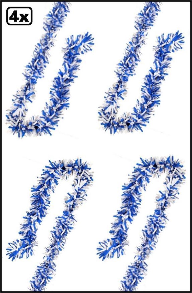 4x PVC folie draai guirlande blauw-wit 5 meter BRANDVEILIG