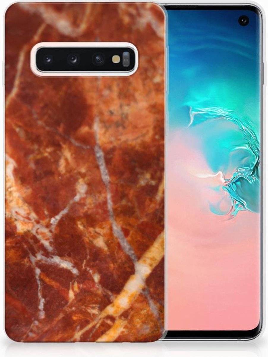 Samsung Galaxy S10 TPU Siliconen Hoesje Marmer Bruin