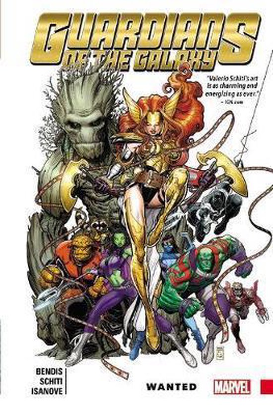 Omslag van de Guardians of the Galaxy, met Groot, Drax, Gamora, Star-Lord, Rocket Raccoon, Cosmo en Angela.