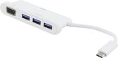 DELTACO USBC-HUB101 USB-C naar VGA 1080p 60Hz en 3 x USB 3.1 Gen.1 Hub adapter wit