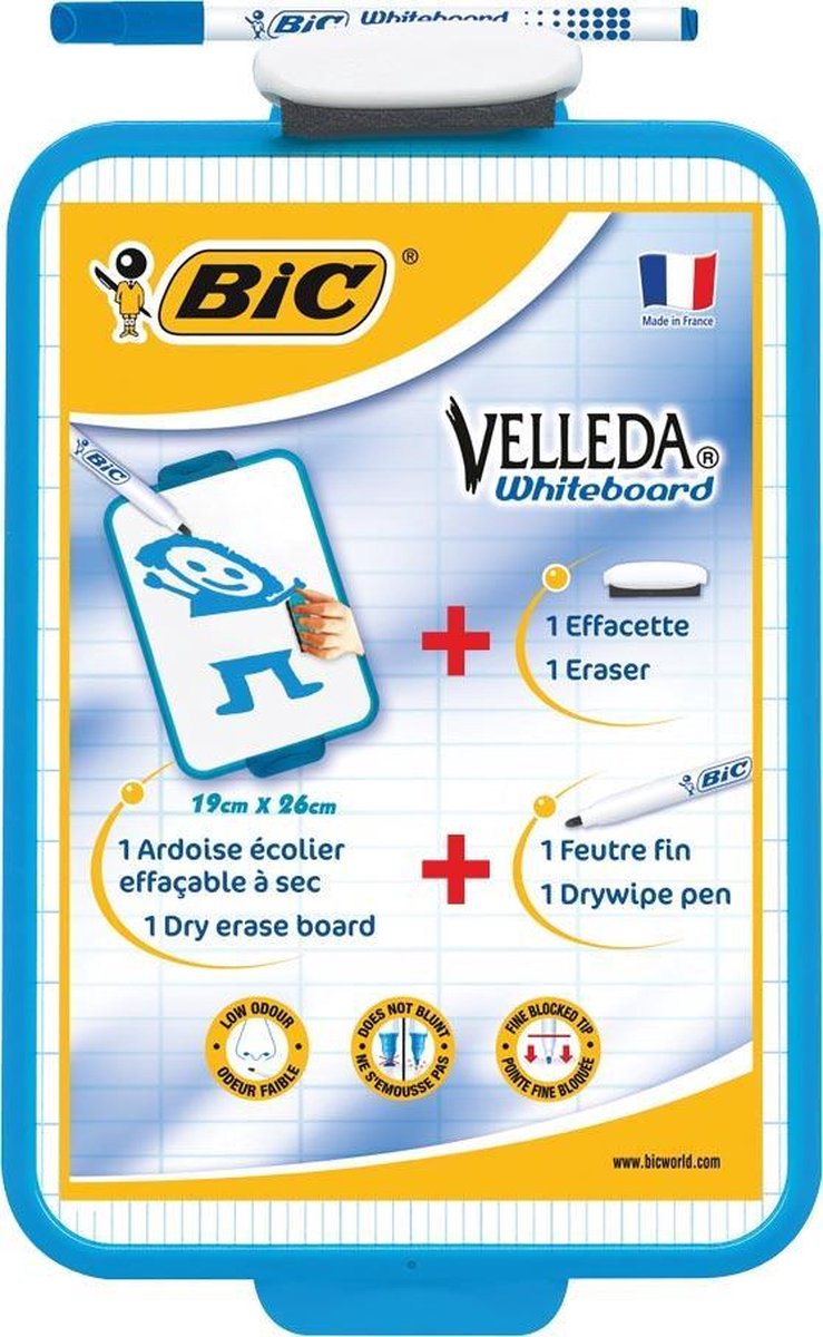 BIC Velleda Tableau Effaçable à Sec Double Face (44x55 cm) - Bleu, Pack de  1 - Tableaux