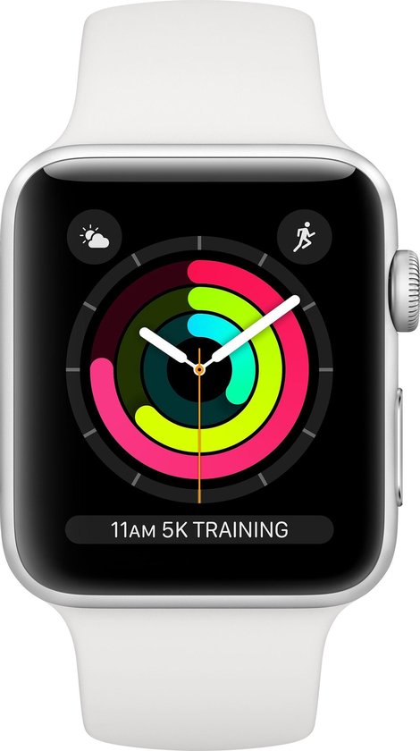 Apple Watch Series 3 - Smartwatch - Zilver/Wit Sportbandje - 38mm