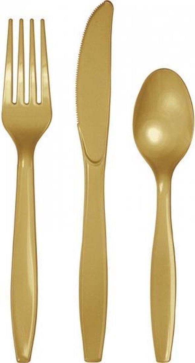 Gemaakt om te onthouden verbanning iets Plastic bestek goud kleur 72-delig - wegwerp bestek messen/vorken/lepels |  bol.com