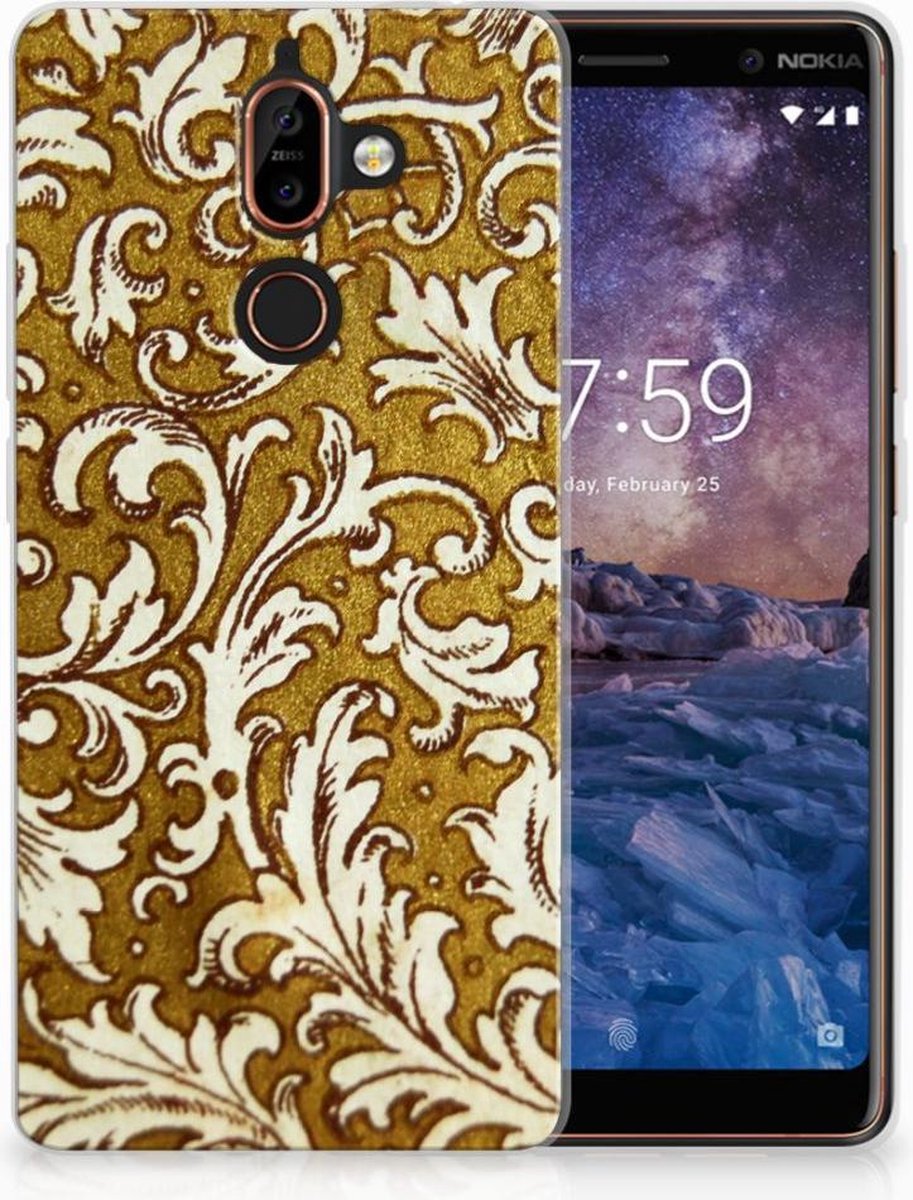Siliconen Hoesje Nokia 7 Plus Barok Goud