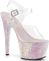 Pleaser - ADORE-708LG Sandaal met enkelband, Paaldans schoenen - Paaldans schoenen - 37 Shoes - Roze/Transparant