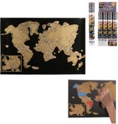 Kras wereldkaart | wereldkaarten | zwart/goud | kraskaarten