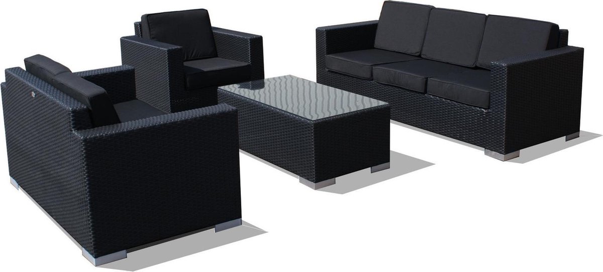 Loungeset - wicker - stoel, 2-zits bank, 3-zits bank en tafel | bol.com